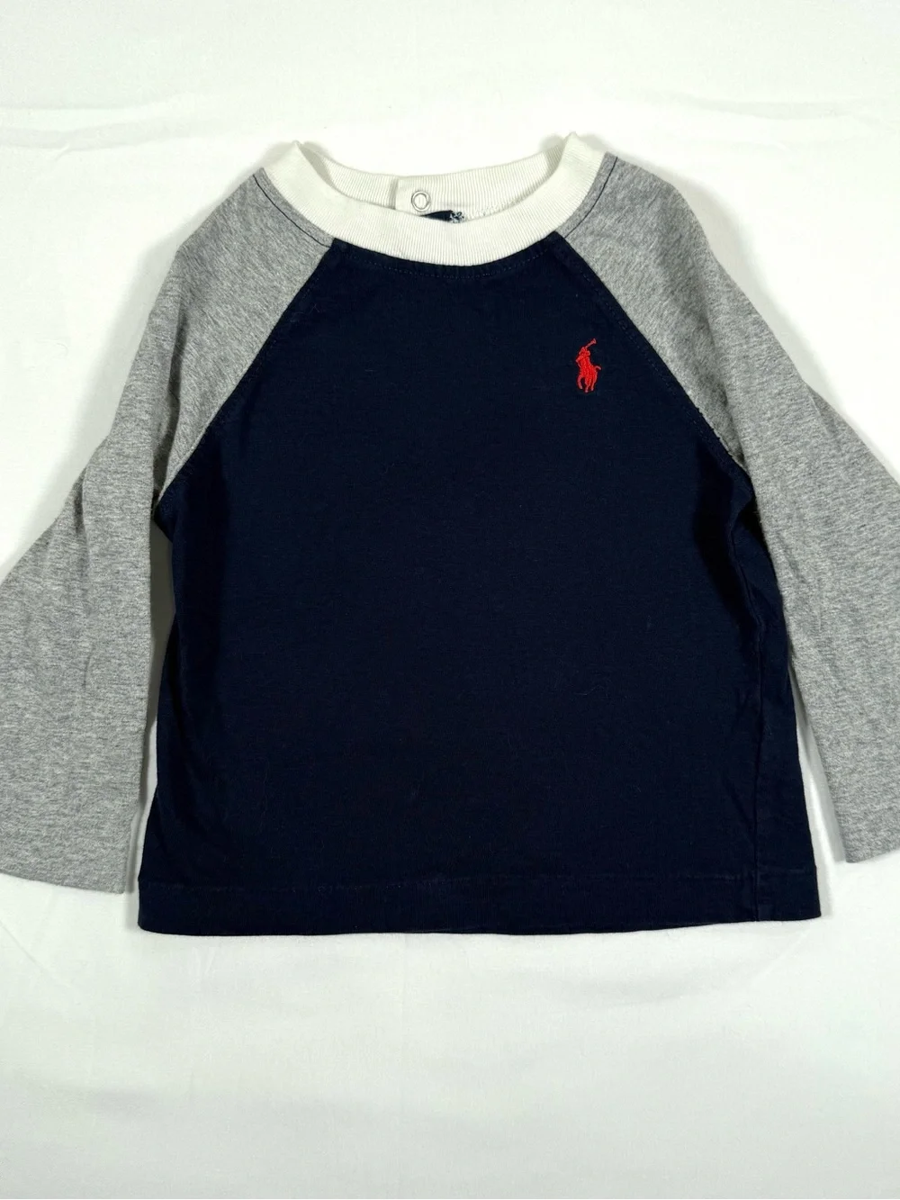 RALPH LAUREN Baby Boys Raglan Baseball Shirt 9M 67 Preppy Varsity Sporty Retro